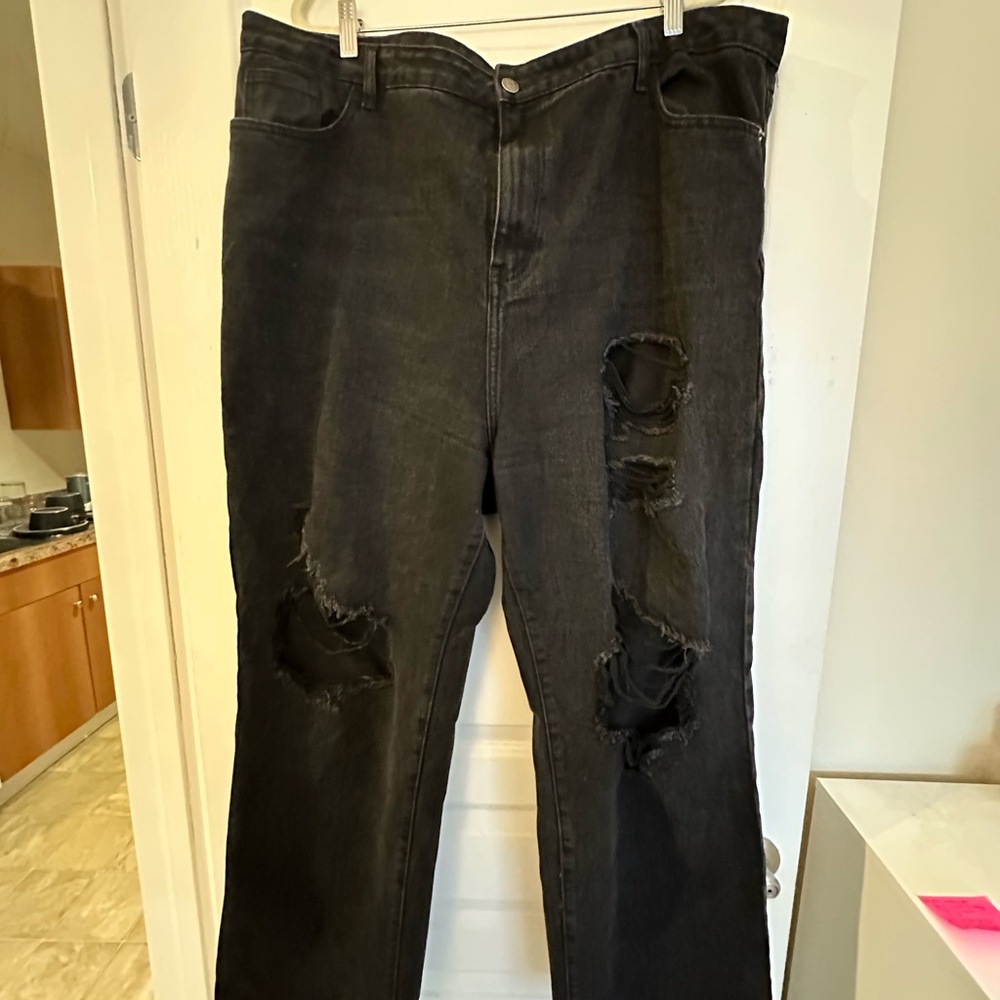 Distressed Black Denim Jeans